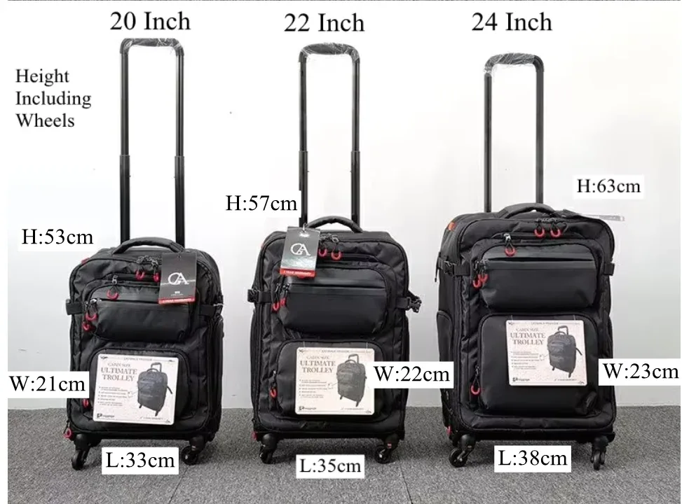 20 pouces 22 pouces 24 "sac à bagages roulant de voyage valise de voyage sac à dos roulant roues spinner chariot de voyage sac à dos à roulettes