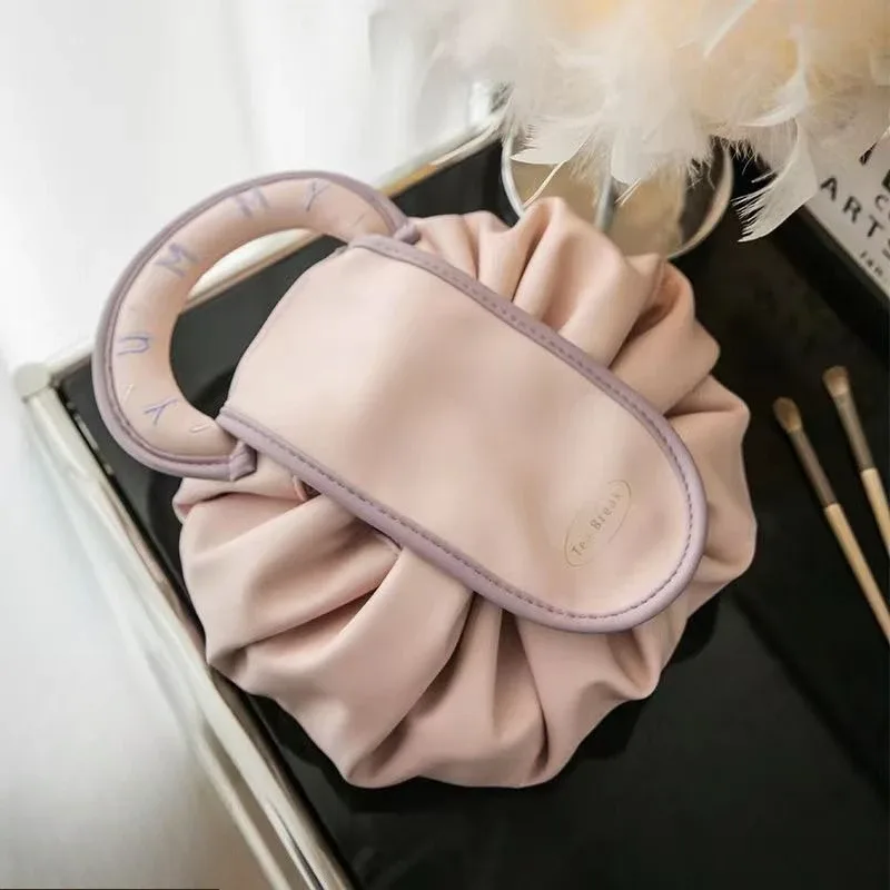 sac de maquillage imperméable en pu avec cordon de serrage kawaii, grande trousse de toilette de voyage, organiseur de cosmétiques de luxe, cadeau pour femmes et filles, usage quotidien
