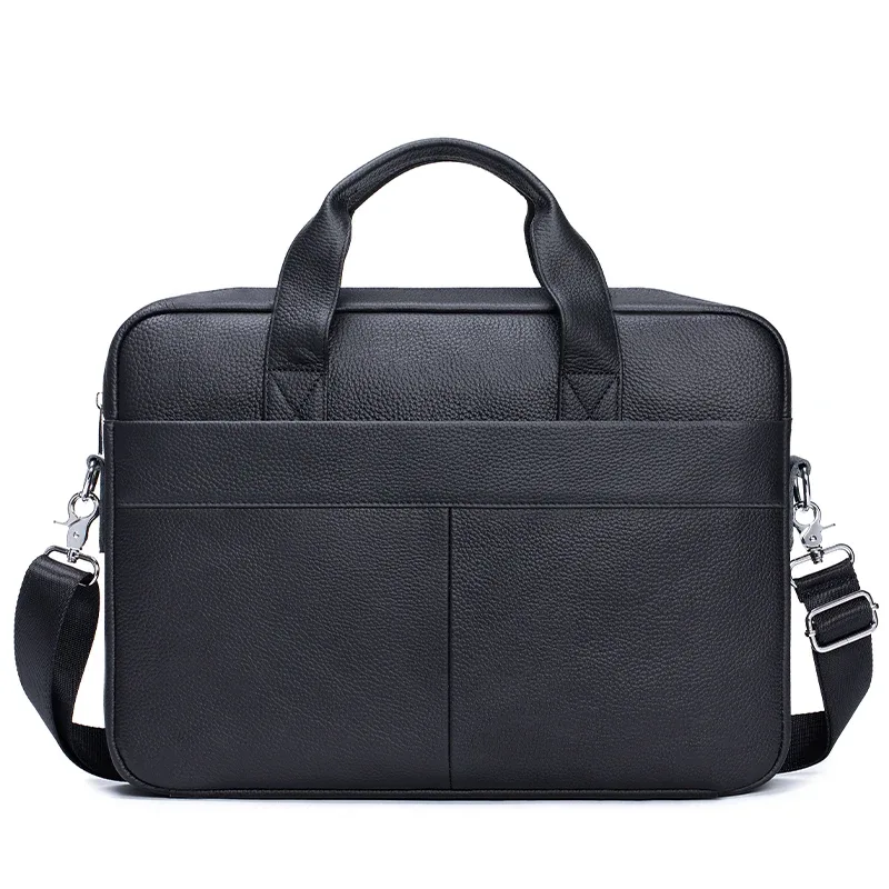 porte-documents en cuir véritable pour hommes, sac d'affaires de luxe souple, compatible avec ordinateur portable de 15.6 pouces, sac à main léger pour les déplacements au bureau