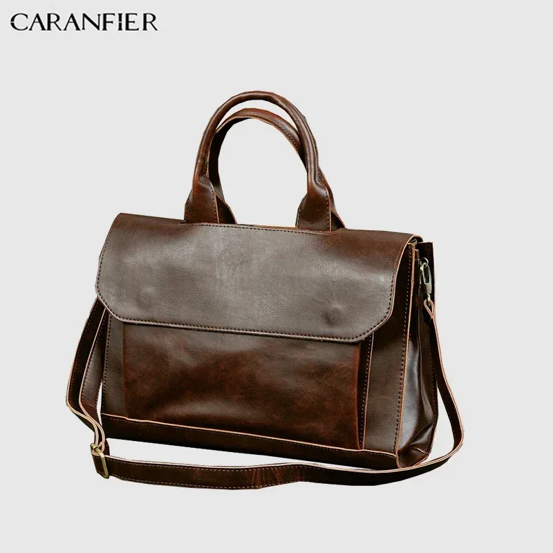 porte documents cuir pu marron blanc voyage bandoulière amovible sacoche ordinateur portable tripoises casual vintage business