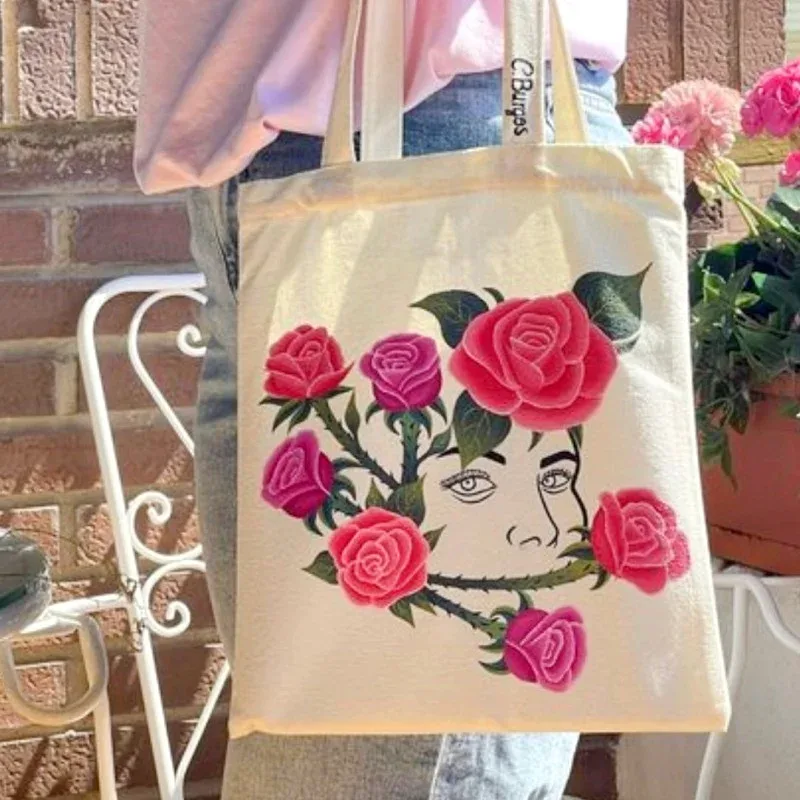 iskybob sac en toile de grande capacité sac à bandoulière sac à main beige pliant eco fourre-tout sacs réutilisable bricolage sac de rangement d'épicerie sac à provisions