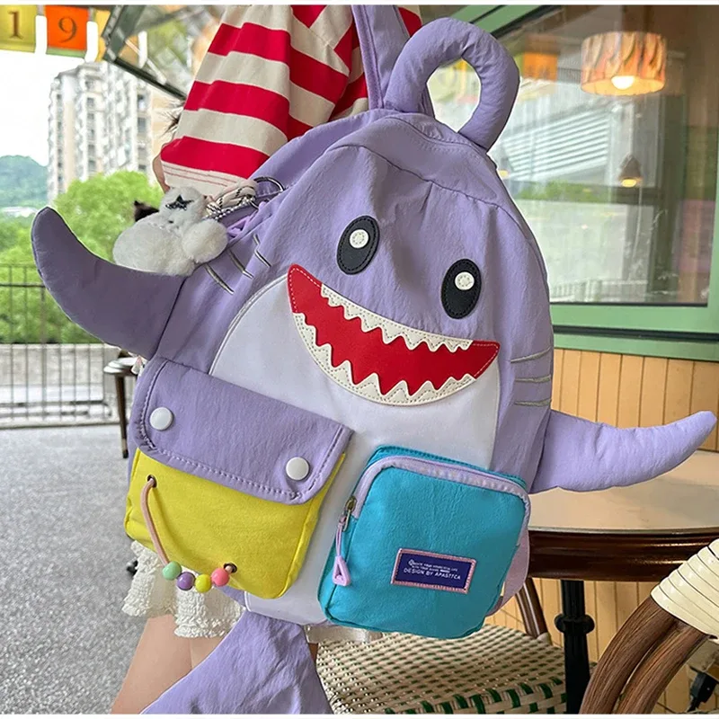 sac à dos fashion shark, grande capacité, sac à dos de voyage, sac d'école pour étudiants, sac à dos décontracté, sac multi-poches pour les trajets quotidiens, unisexe, sportif