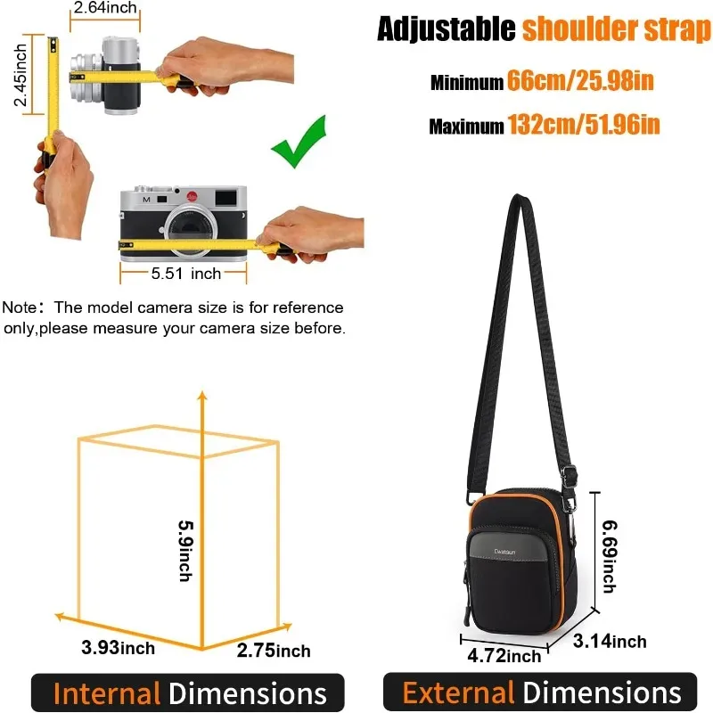 sac à bandoulière compact pour appareil photo numérique cwatcun, sac de protection portable pour appareil photo, sac de taille léger pour photographie