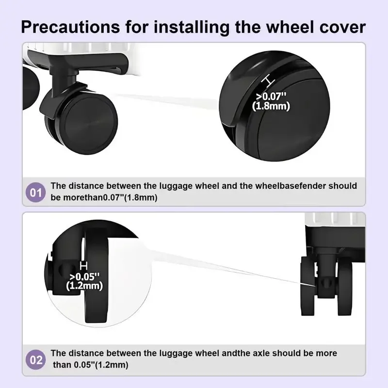 couvre roues tpr protection silicone noir voyage valises double roues bruit reduction amovible silicone