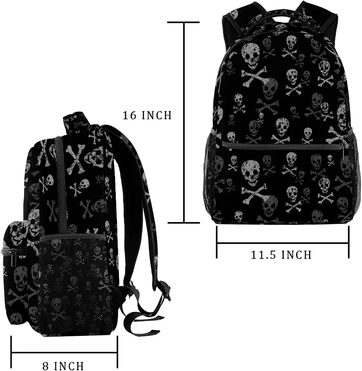 sacs à dos crâne et os pour garçons et filles, sac de livre d'école, voyage, randonnée, camping, sac à dos