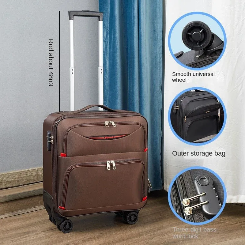 16 18 pouces oxford tissu bagages petite valise légère mot de passe embarquement valise de voyage roue universelle mini boîte en cuir, maleta viaje cabina