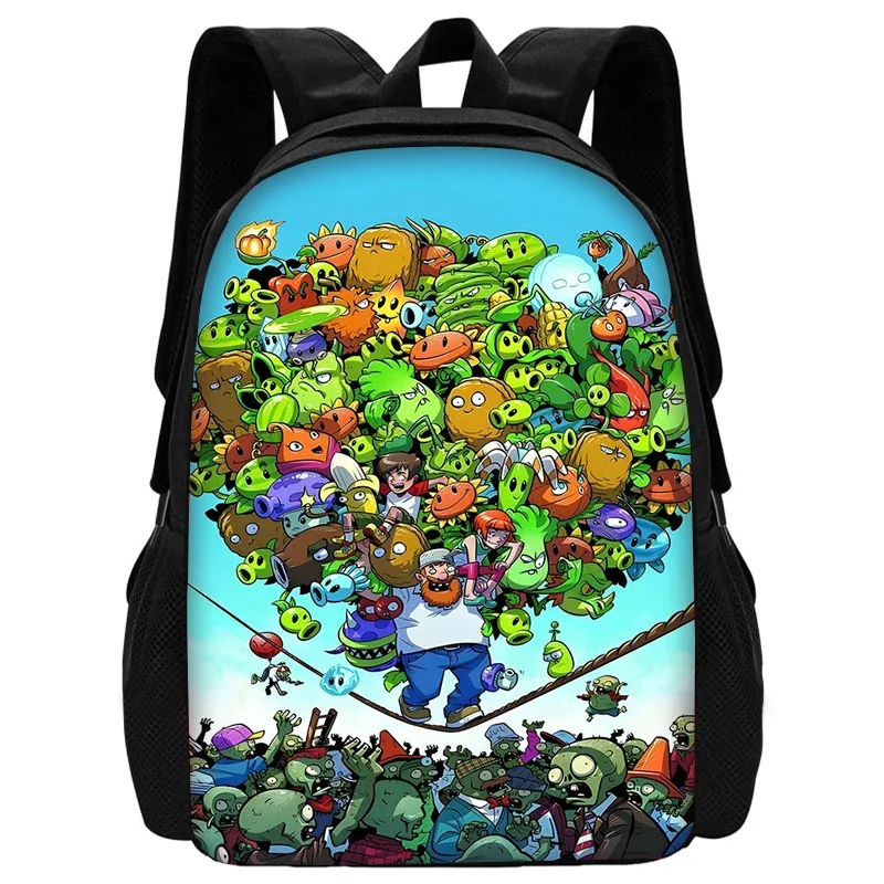 jeu chaud pour enfants pour p-plantes vs z-zombiess, sac à dos d'école avec sacs à déjeuner, sacs à crayons, sacs d'école pour garçons et filles, meilleur cadeau
