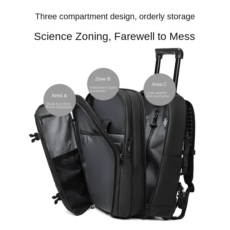 sac à dos à roulettes avec roulettes, sac à dos à roulettes de grande capacité, bagages sous vide, valise de voyage, bagages roulants, sac pour ordinateur portable d'affaires