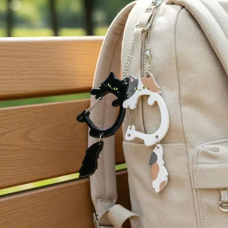 lot de 2 porte-clés chat à queue mobile, pendentif queue qui bouge avec mousqueton pour sac à dos, sac à main, décoration, cadeau pour les amoureux des chats