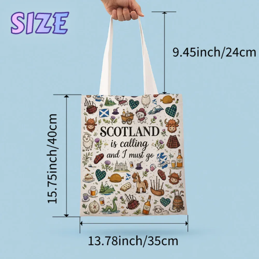 sac fourre-tout au design écossais amusant pour femmes, sac à bandoulière avec symbole écossais, sacs de courses non doublés, parfaits pour les courses et les cadeaux