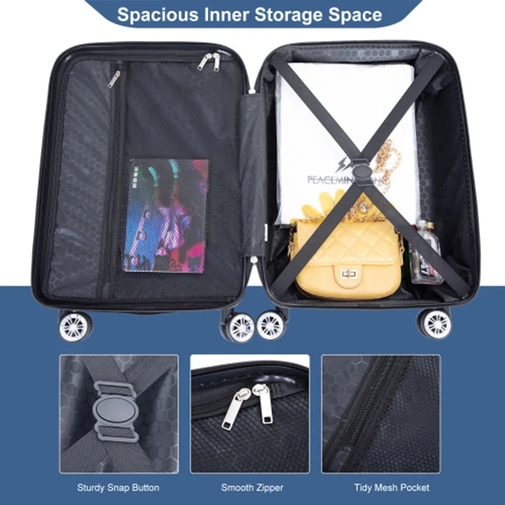 ensemble de bagages travelhouse 4 pièces, valise légère en abs avec roulettes pivotantes, 14" 20" 24" 28"