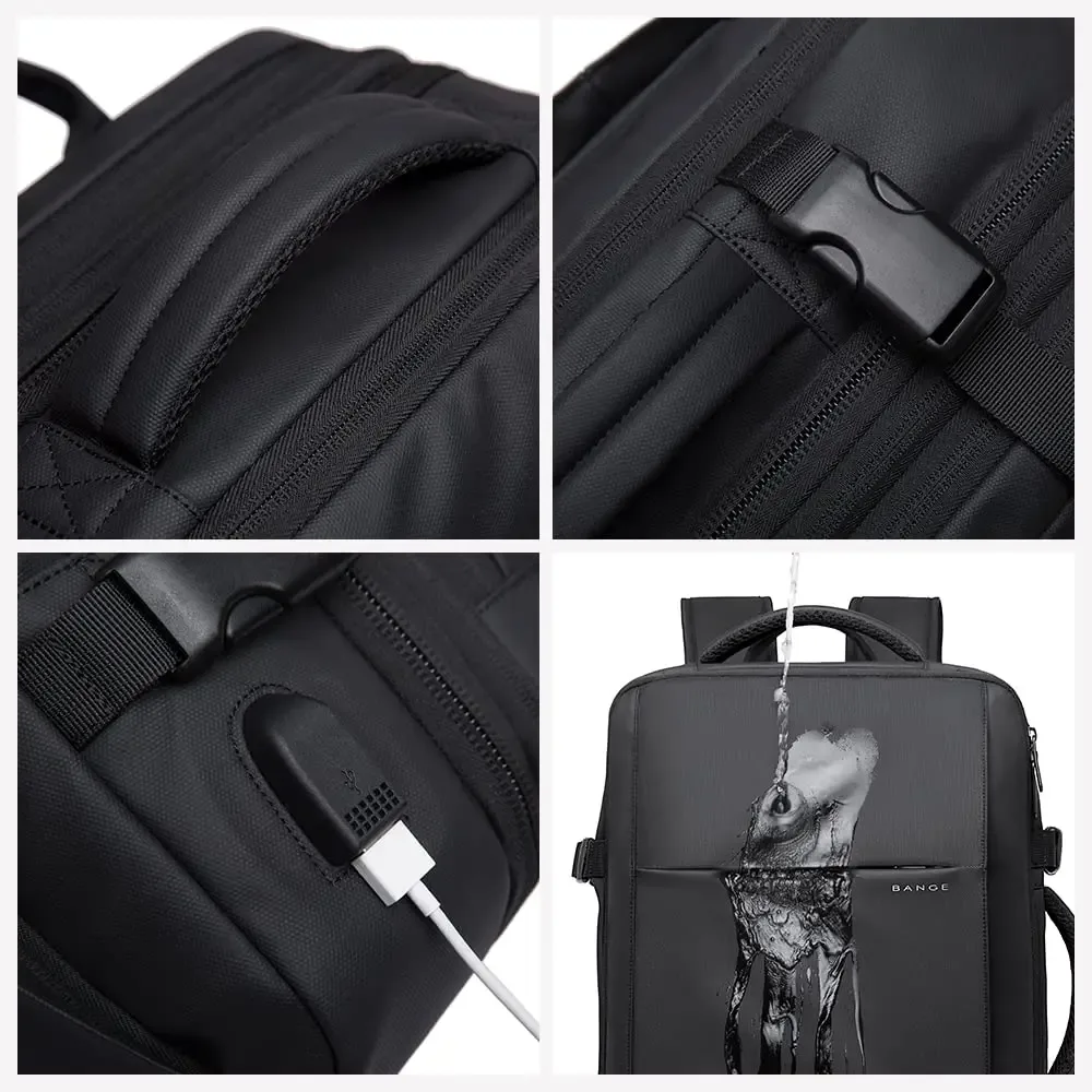 sac dos oxford université noir imperméable grande capacité expandable poche usb charge sangles adjustables usage voyage professionnel etudiant