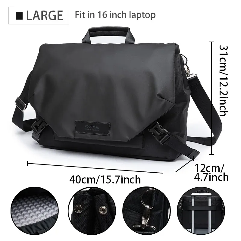 mate elan – sac messager étanche pour hommes d'affaires, étui multifonctionnel pour ordinateur portable, sac à bandoulière décontracté de grande capacité pour hommes