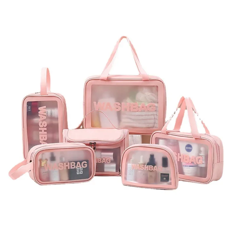 nouvel ensemble de trousses de maquillage transparentes, organiseur de toilette, trousse de toilette pour femmes, pochette de toilette portable, sac de cosmétiques essentiels pour les voyages