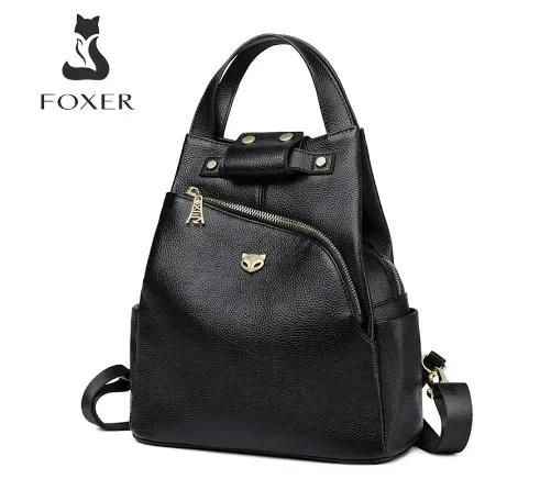 foxer marque femmes style sac à dos femme en cuir véritable + microfibre sac à dos fille sac d'école mode sac de voyage cadeau de noël