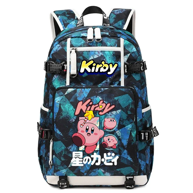 sac à dos d'étudiant imprimé dessin animé kirby, sac d'école de voyage de grande capacité pour enfants et adolescents