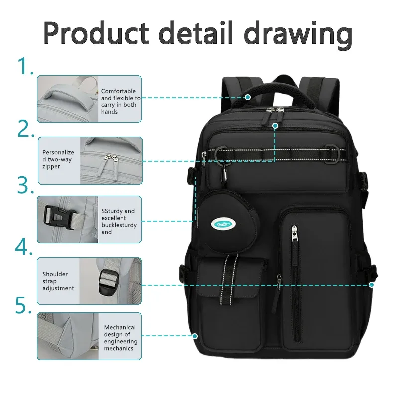 sac à dos de voyage professionnel durable, sac à dos pour lycéen, sac pour ordinateur multifonctionnel de grande capacité, sac à dos de voyage en tissu oxford