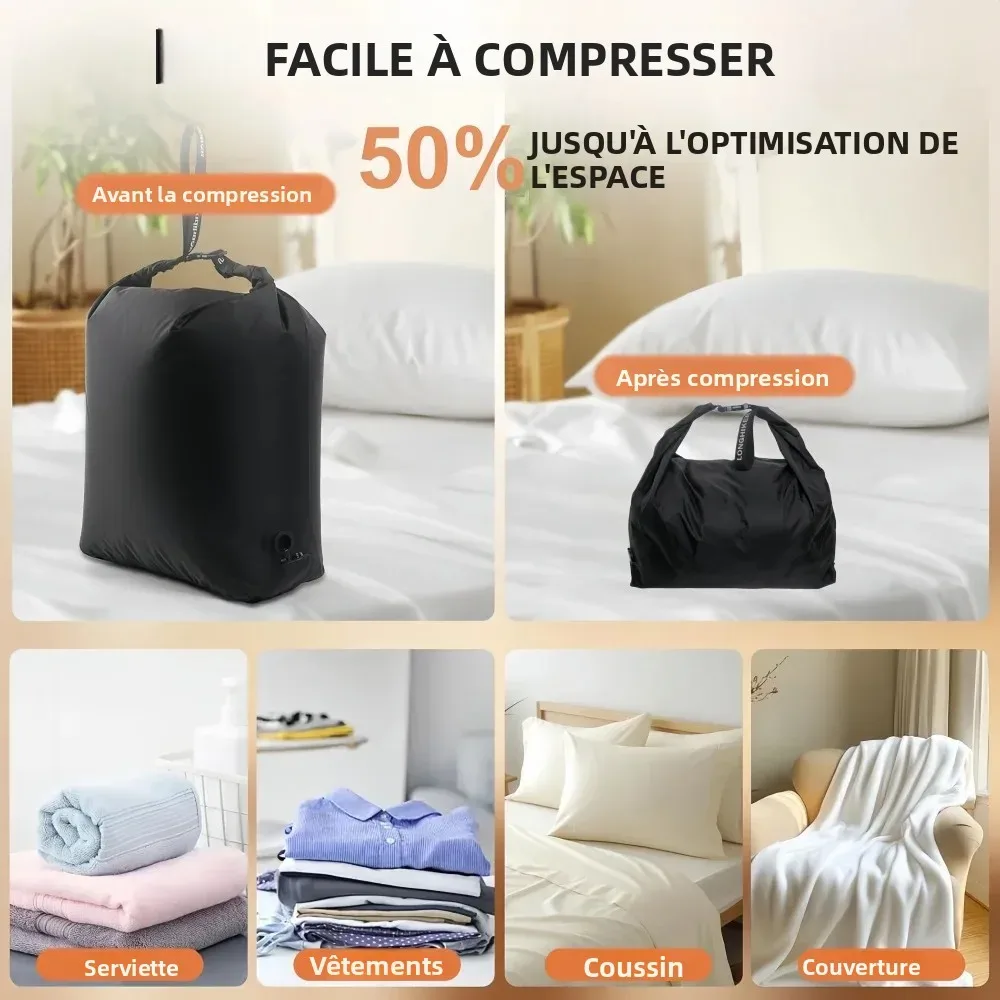 sac de compression sous vide de voyage, sacs de rangement portables grande capacité, cubes de rangement pour vêtements, sacs de voyage anti-poussière