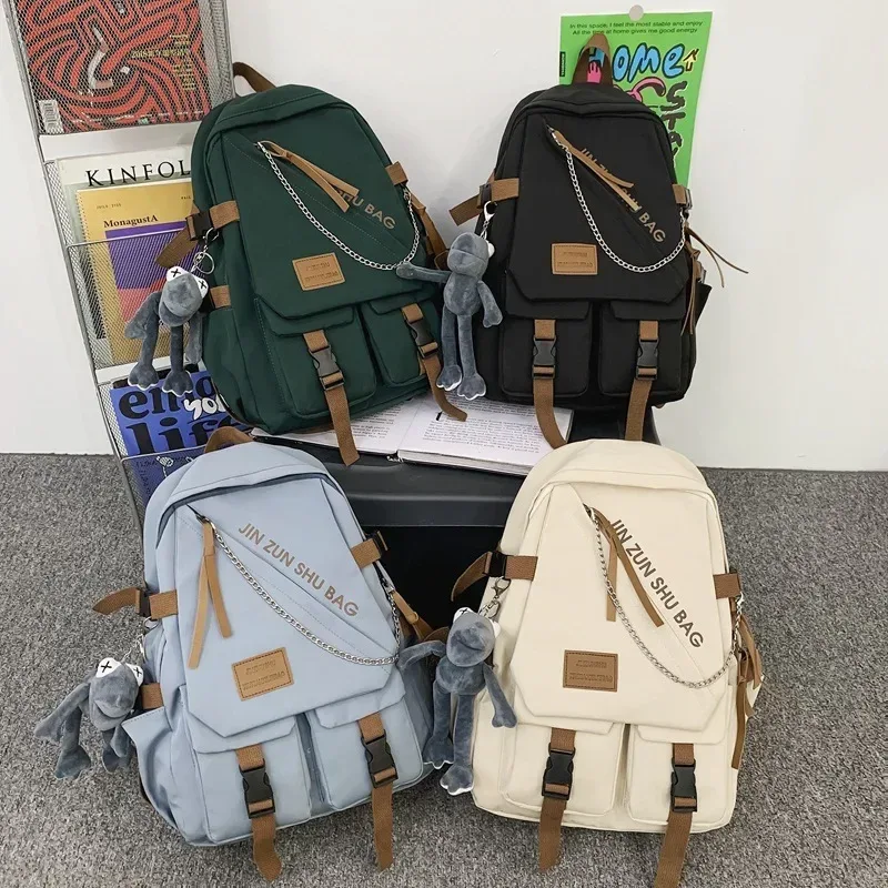 nouveau sac à dos simple de grande capacité harajuku campus couple loisirs ordinateur voyage lycée cartable