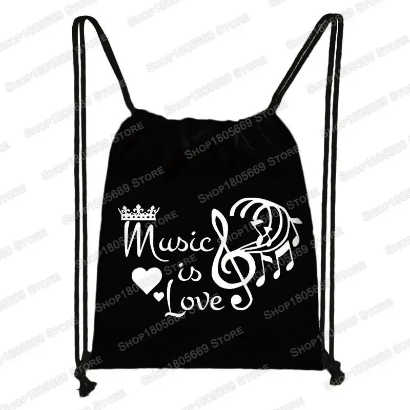 notes de musique imprimer sac à dos battement ecg femmes cordon sac en plein air grande capacité sac de rangement pour chaussures de voyage porte-cadeau