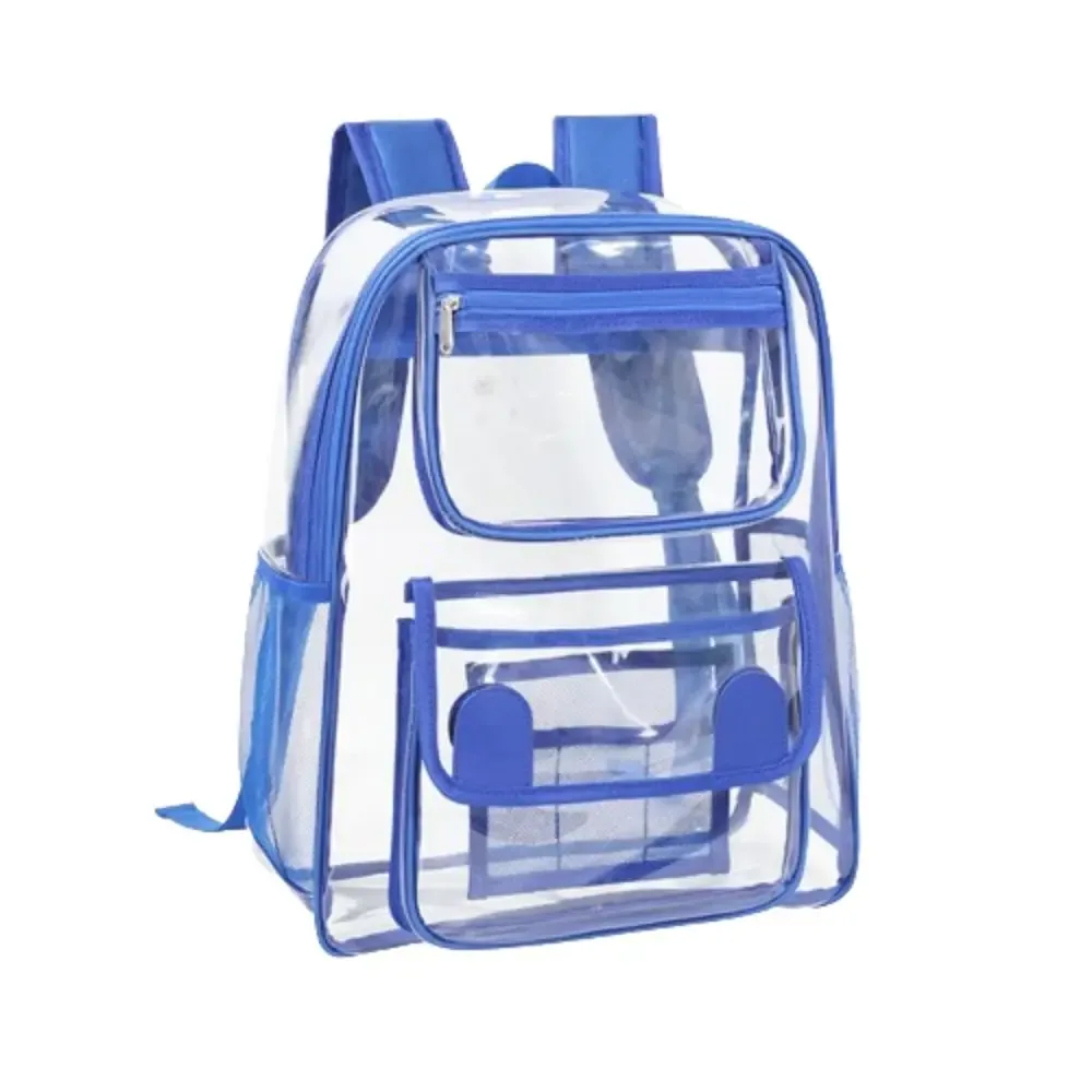 sac à dos transparent décontracté de grande capacité avec fermeture éclair, portable, en pvc, imperméable, visible, pour le sport en plein air et les voyages.