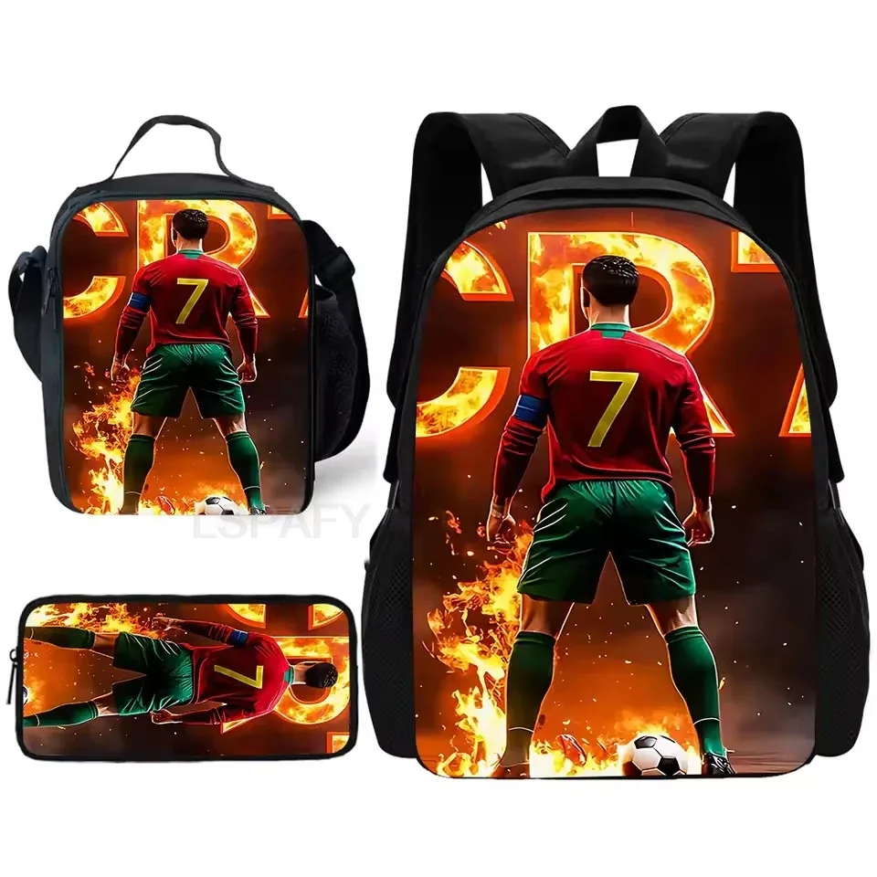 sac dos nylon imprimé cristiano ronaldo multicolore noir unisexe grande capacité pochette sacs associés