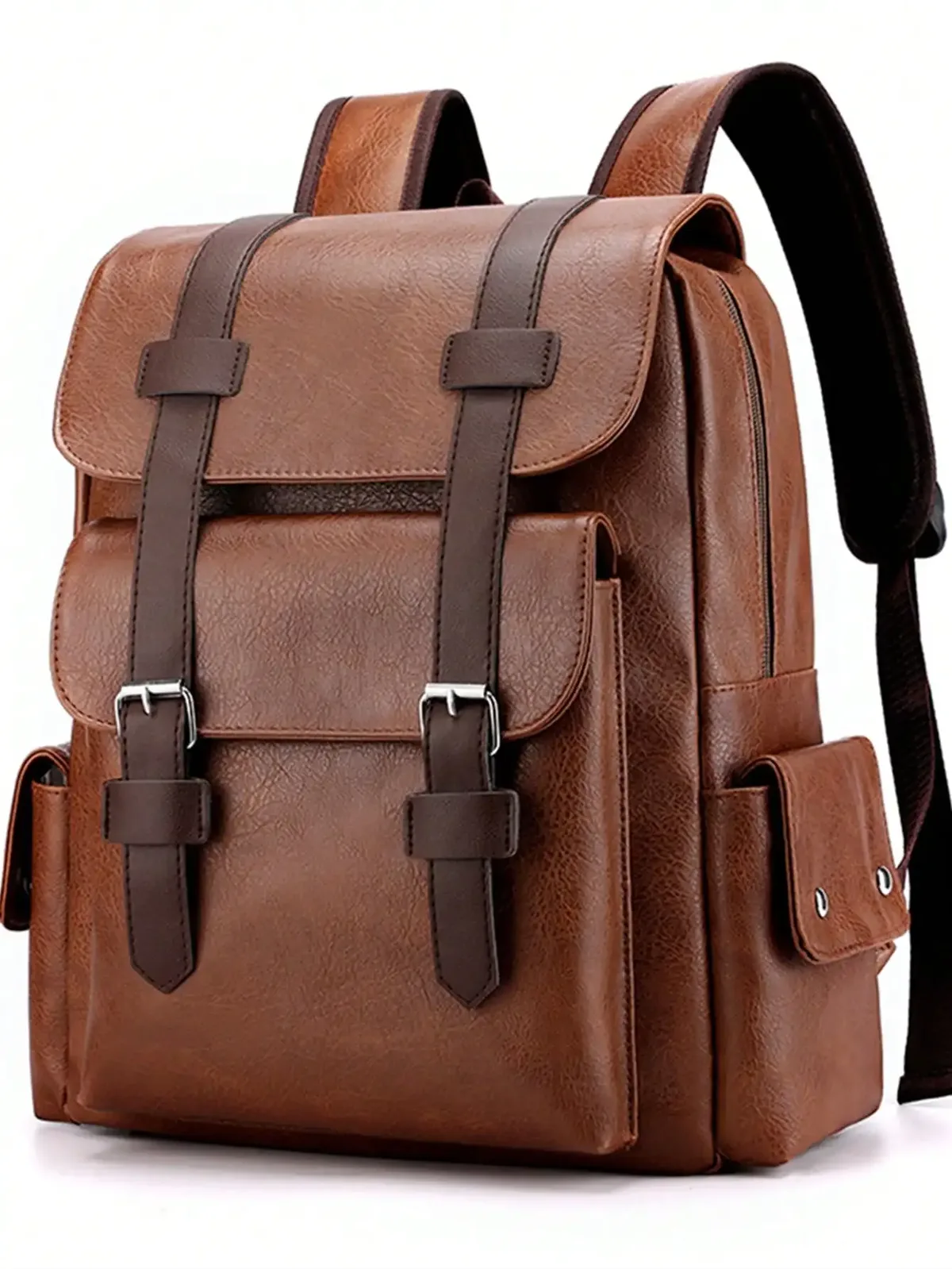 sac à dos en cuir pu pour hommes de style vintage, imperméable et durable avec une grande capacité pour ordinateur portable de 14,7 pouces, idéal pour voyager