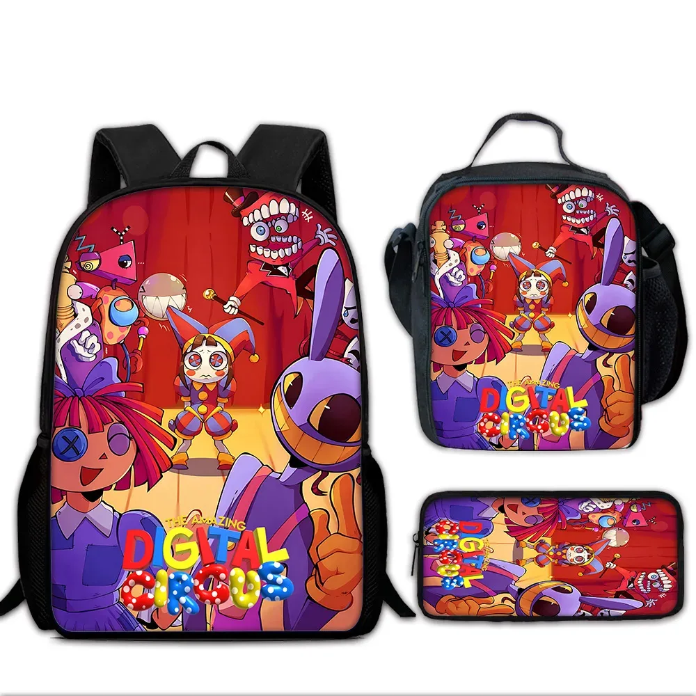 sac à dos d'école pour enfants cartoon a-amazings digitals circus avec sacs à déjeuner, sacs à crayons, sacs d'école pour garçons et filles, meilleur cadeau
