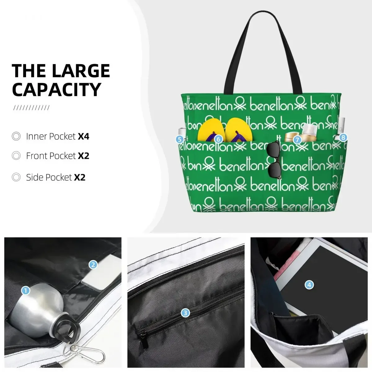 sac fourre-tout de plage united colors of benetton, sac de sport, de yoga, grand sac fourre-tout pour femmes, sac de voyage, sac de fitness
