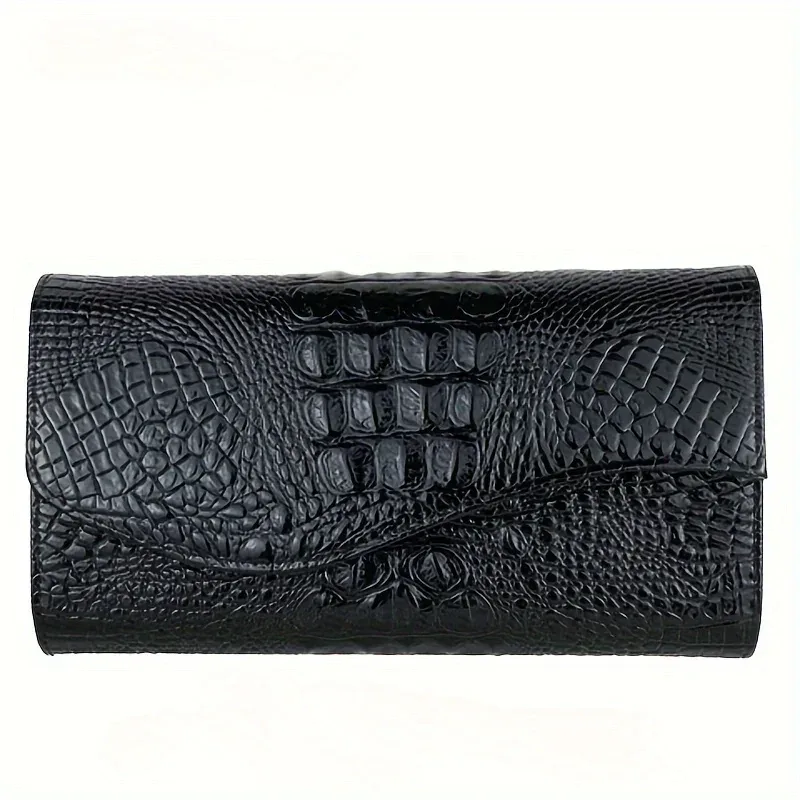 pochette élégante pour femme, grande capacité, sac à bandoulière imprimé crocodile