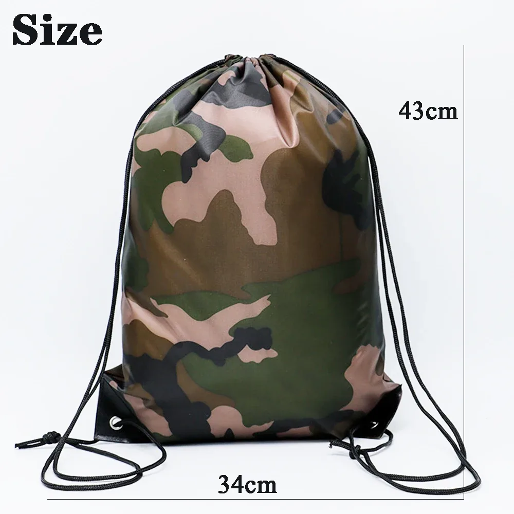 sac à dos de sport unisexe en plein air, rangement de vêtements, sac de voyage de camouflage à cordon de serrage, sac oxford, sac de sport portable