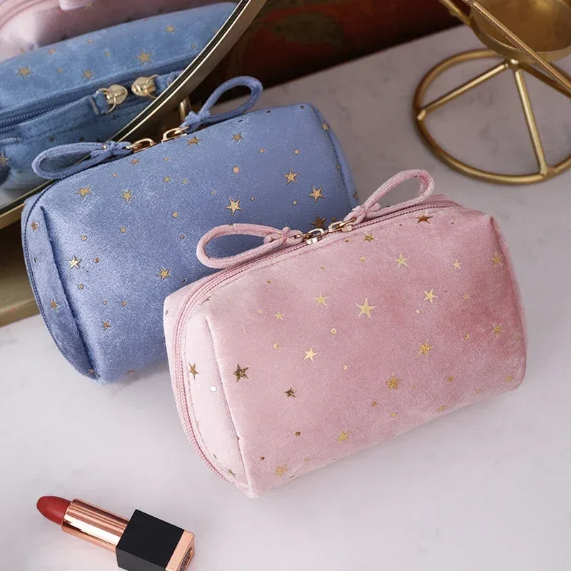 fille velours maquillage sac organisateur doux fille rouge à lèvres sac de rangement femmes toilette beauté maquillage étui pochette portable sac cosmétique
