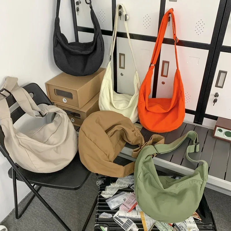 sacs à bandoulière en toile de couleur unie pour femmes, sacoche de shopping de grande capacité, sac à bandoulière pour étudiant, sac d'école unisexe