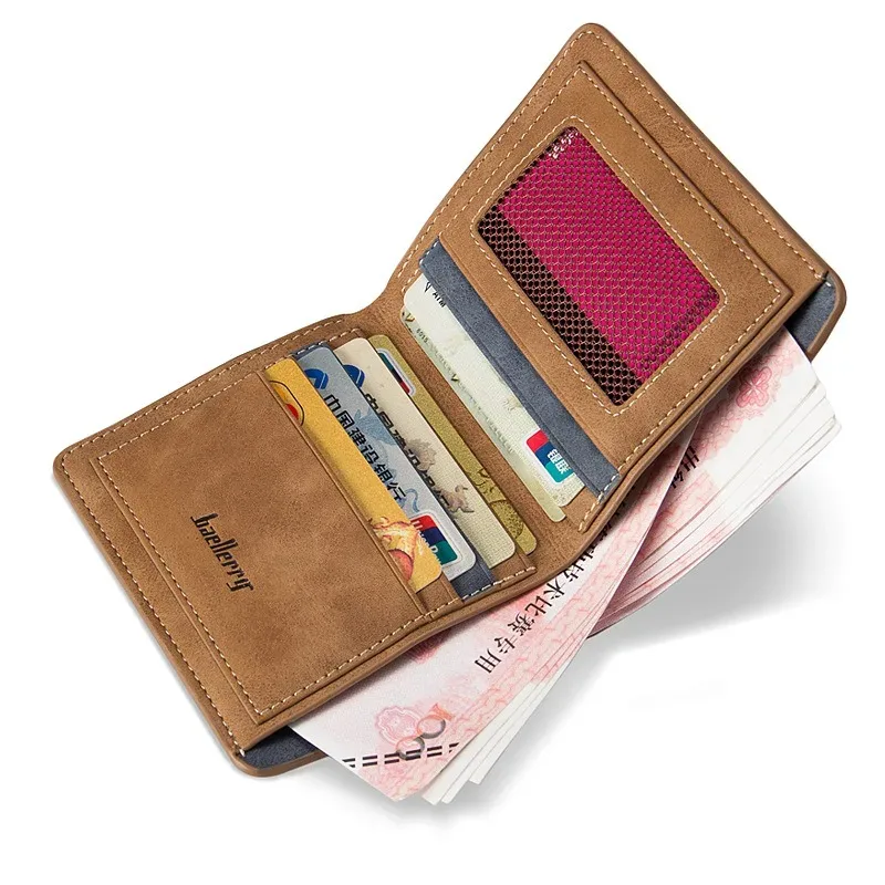 portefeuille court en cuir sablé fin pour homme baellerry, porte-cartes multiples, organisateur de cartes de permis de conduire simple et professionnel