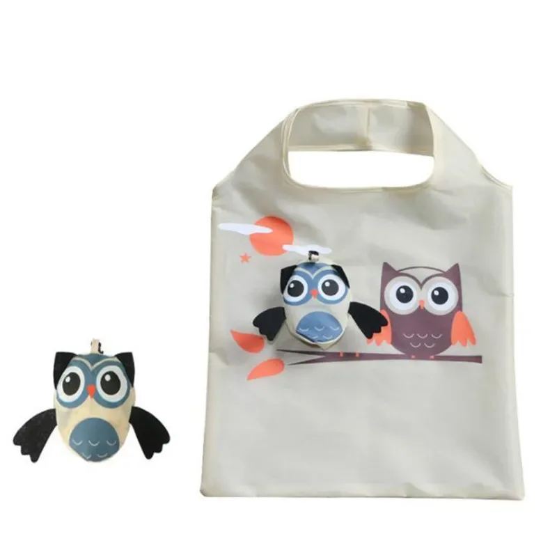 sac de courses pliable en forme de hibou, fourre-tout réutilisable, sac à bandoulière de voyage portable, sacs de rangement pliants, organisateur de maison