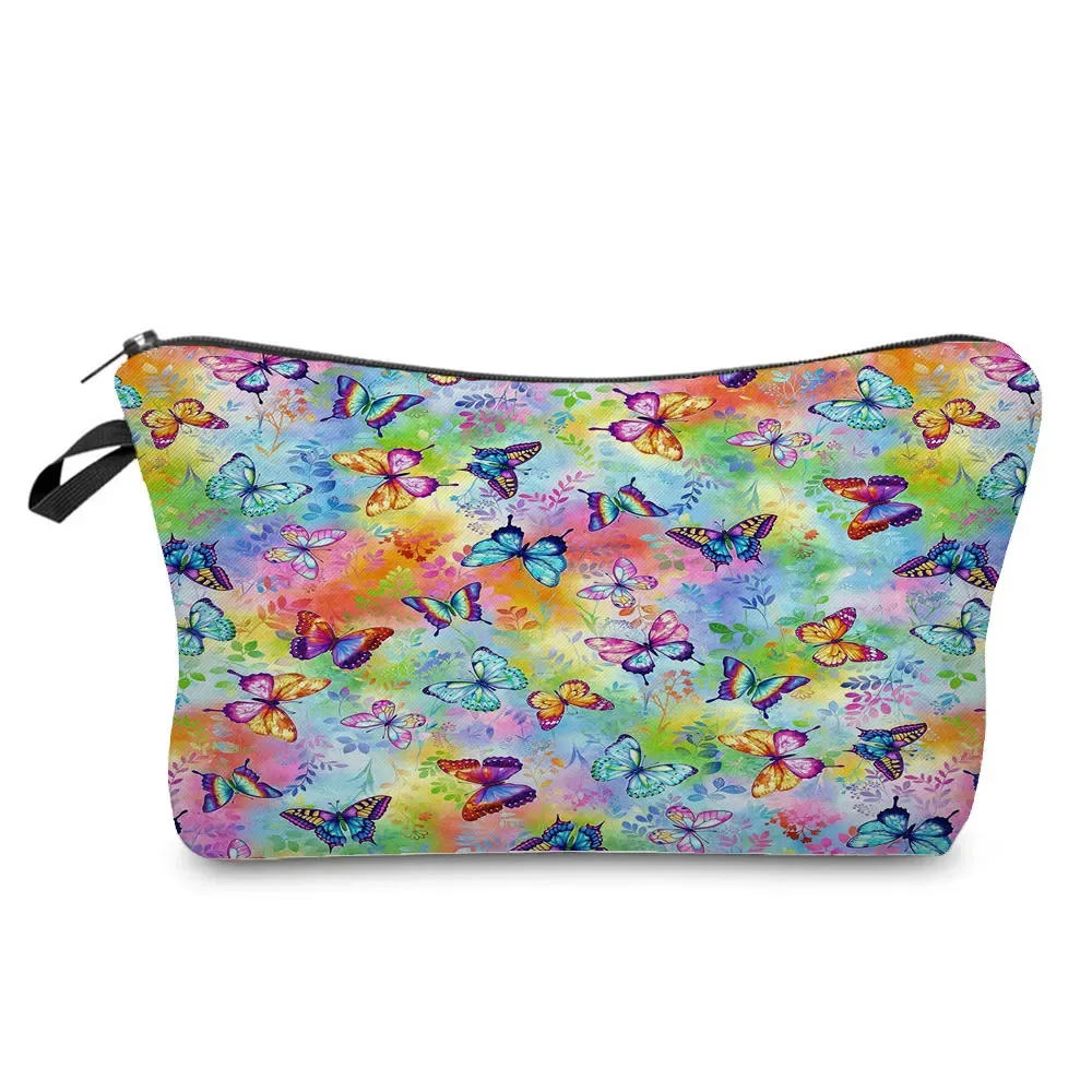 sac à cosmétiques imprimé papillon pour femmes, trousse à crayons d'école pratique avec animaux, mini sac de rangement de voyage, sacs de maquillage pour dames