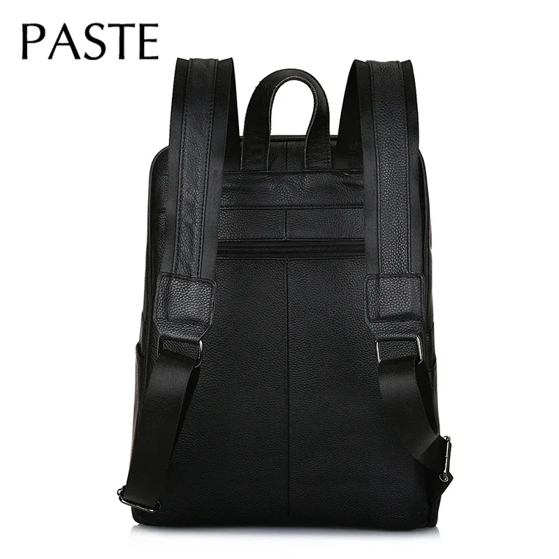 sac à dos coréen fait à la main pour homme, design simple, 100% cuir naturel, sac pour ordinateur portable 15 pouces, grand sac à dos en cuir de vachette noir, sac de voyage