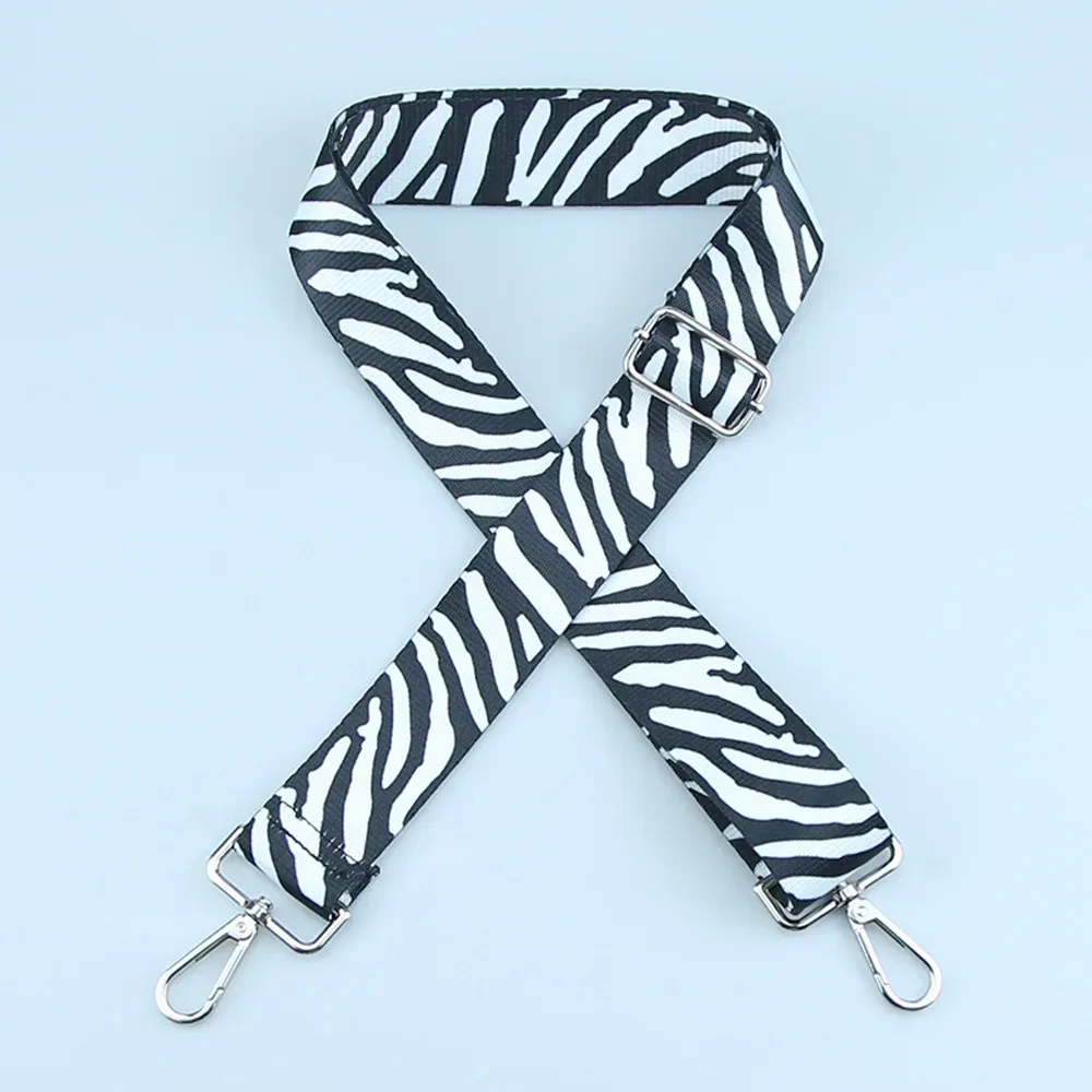 sangle de sac en nylon pour femme, sangle de sac à bandoulière, sangle de messager initiée, sangles d'environnement brodées réglables, accessoires noirs et blancs
