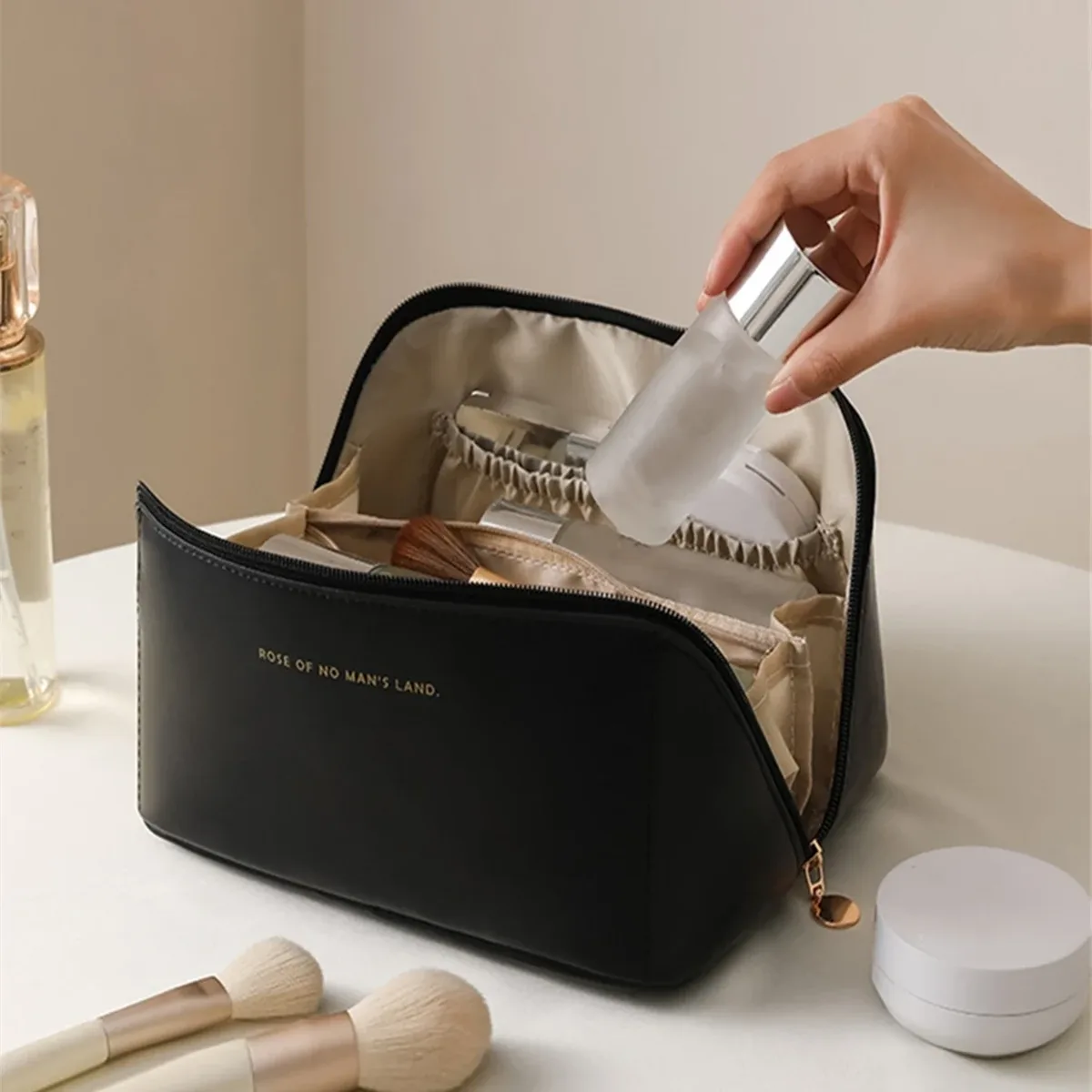 organisateur de maquillage trousse de toilette féminine sac trousse de maquillage pochette de rangement boîte de luxe pour dame, sac à cosmétiques, sac de rangement pour voyage zip