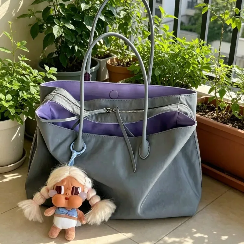nouveau sac fourre-tout en nylon pour femme printemps-été 2026, grande capacité multi-compartiments, léger, blocs de couleurs, sac à bandoulière pour voyage