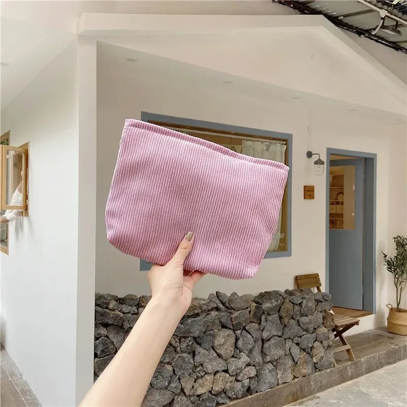 sac à cosmétiques de voyage en velours côtelé, sac de rangement de maquillage portable, sacs à main pour femmes, grande capacité, fermeture éclair, organisateur de maquillage, pochette de rangement