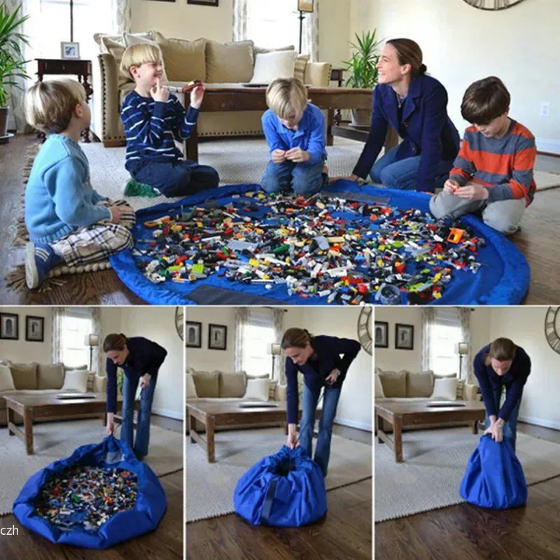 sac de rangement pour jouets d'enfants, tapis de jeu portable pour blocs de construction, organisateur multifonctionnel avec poignée de transport, cadeau de noël