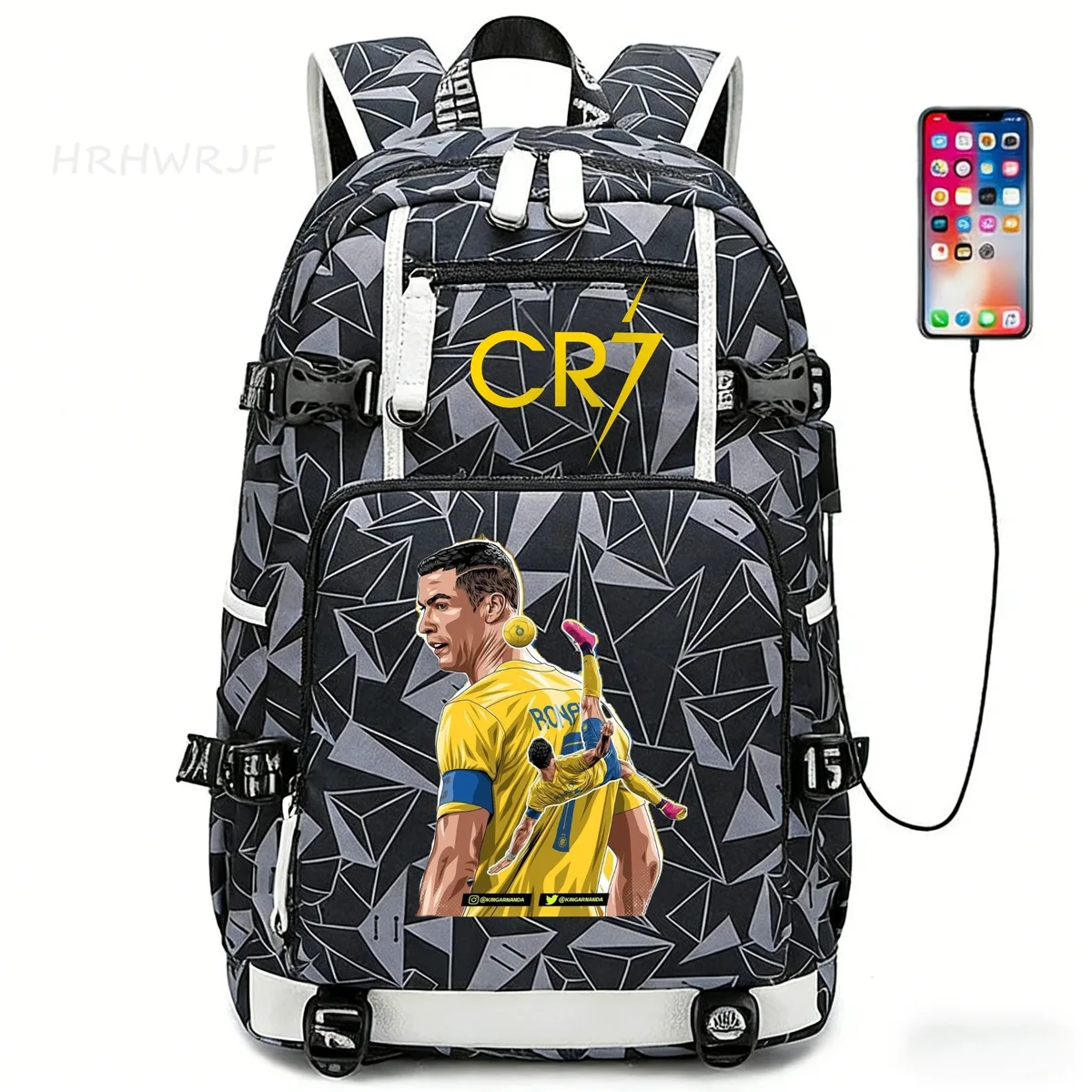 sac à dos usb cr7 pour superstars du football, sac de voyage pour ordinateur portable, sacs d'école noirs pour hommes, sacs d'école pour étudiants, mochilas, cadeau