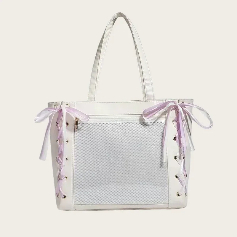 nouveau sac ita japonais mignon et élégant avec ruban, sacs à main transparents pour filles lolita, sacs fourre-tout tendance de grande capacité, sacs à bandoulière esthétiques