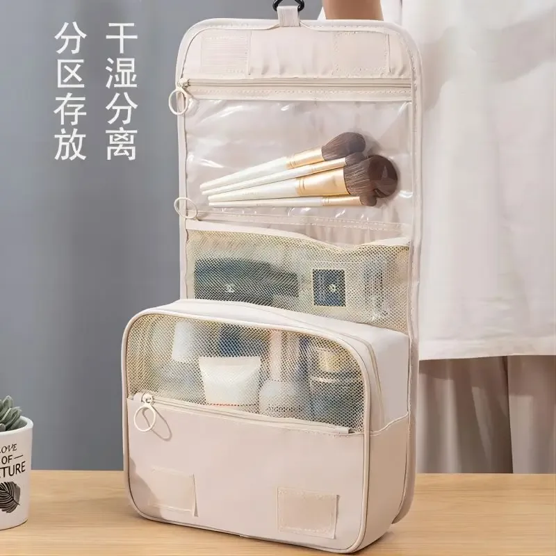 trousse de toilette portable de voyage pour femme, trousse de maquillage multifonctionnelle, grande capacité de stockage, trousse de toilette à main