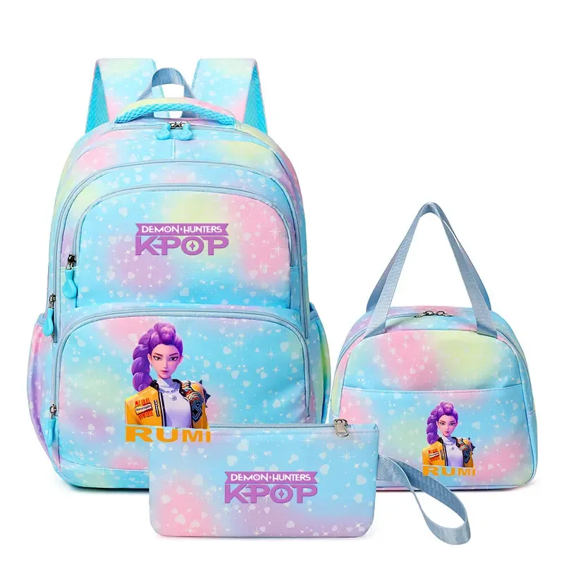 kpop demon hunters – sac à dos pour ordinateur portable pour filles, 3 pièces, sac à dos huntr/x pour adolescents, garçons et femmes, mochila de voyage pour usage quotidien