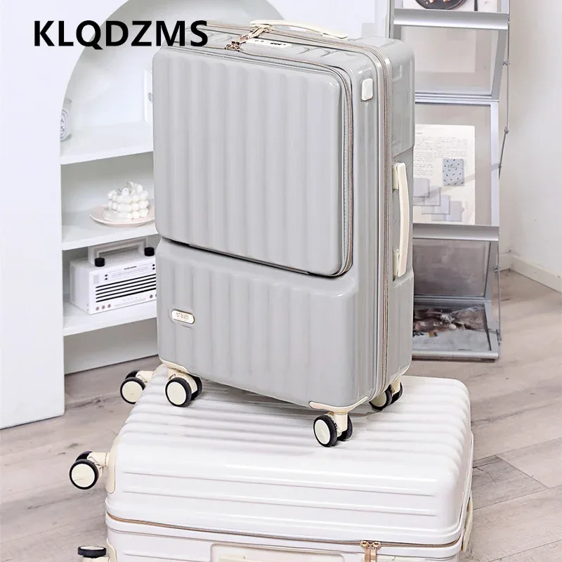 klqdzms valise à roulettes 20"24 pouces en abs+pc avec serrure à code, compartiment et ouverture frontale, étui de transport portable pour ordinateur portable.