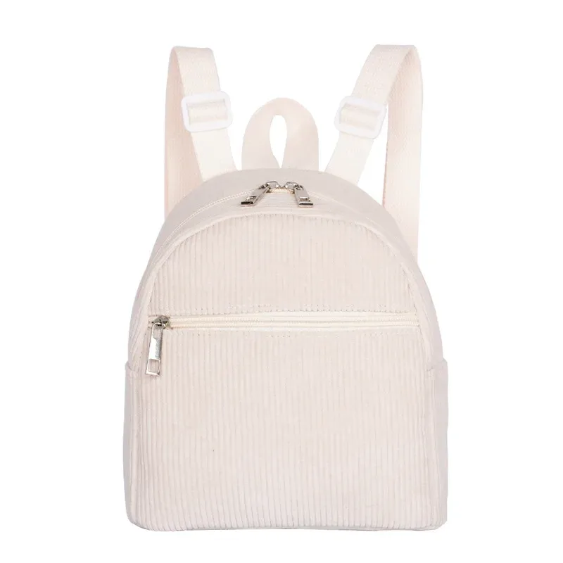 sac à dos en velours côtelé avec nom brodé personnalisé, solide, multicolore, simple, décontracté, léger, parfait pour les déplacements quotidiens, voyage essentia
