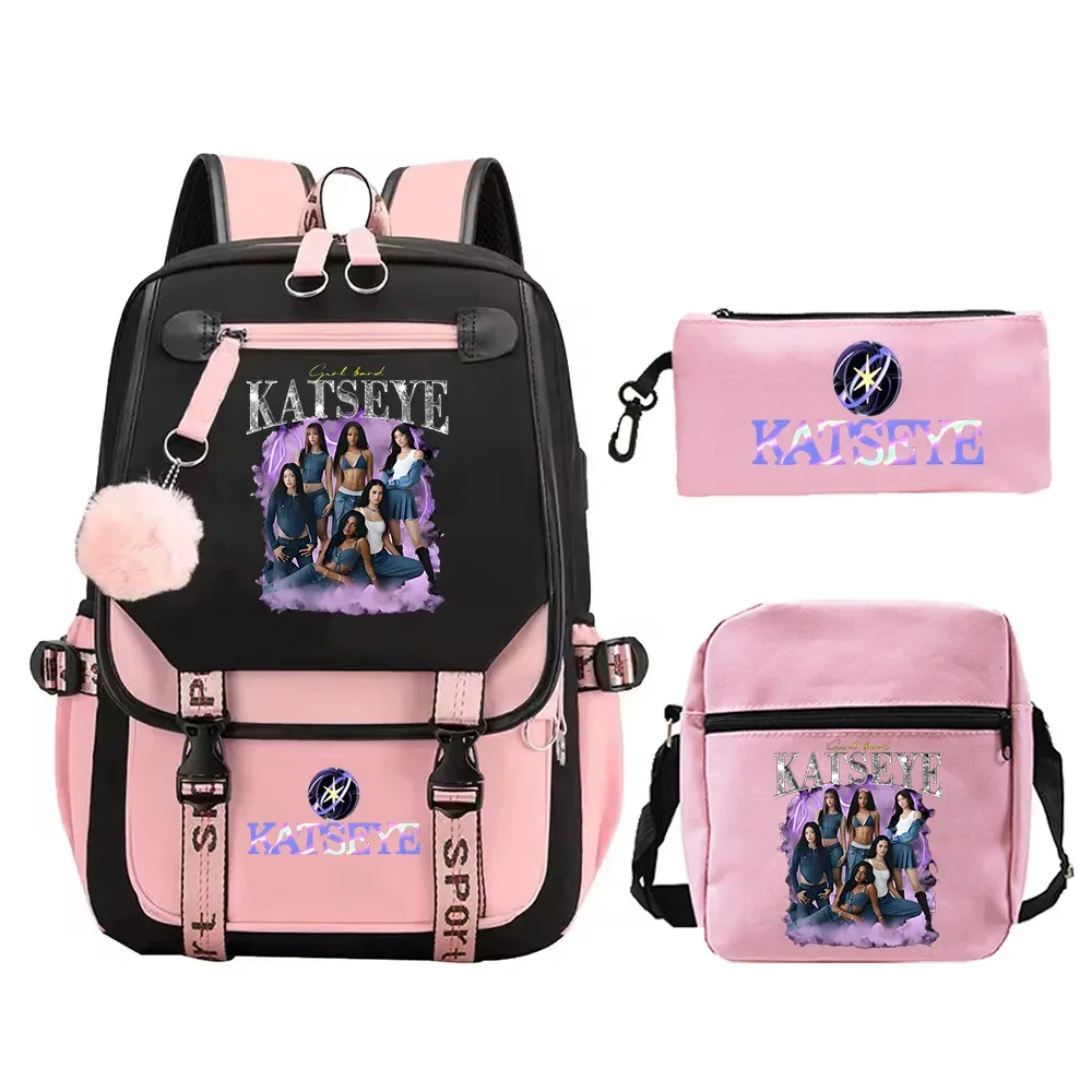 sac à dos katseye, ensemble de 3 pièces, sacs d'école pour étudiants, sac à dos de voyage pour adolescents, sac à dos de grande capacité pour femmes et hommes, sac à dos pour ordinateur portable