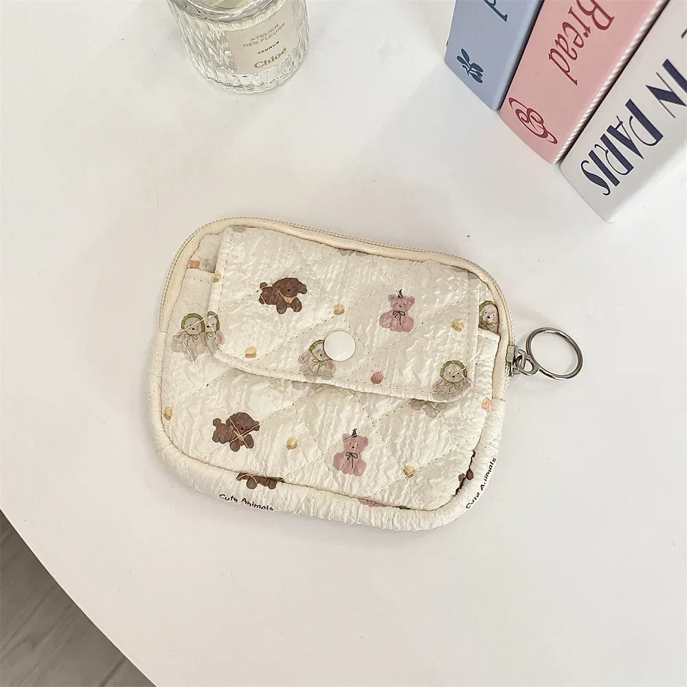 trousse cosmétique tissu coton motifs dessins animaux poche avant zippée format petite boîte usage voyage femmes